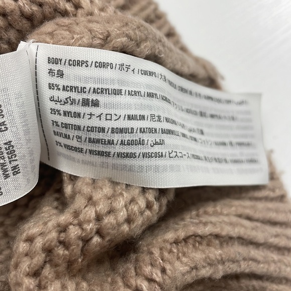 Abercrombie & Fitch Slouchy Cable Knit Puff Sleeve Sweater Preppy Tan Small - Picture 8 of 8